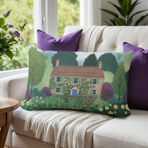 English Country Cottage Garden House  Lumbar Cushion