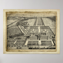 English Country House Architecture Drawing Print 5