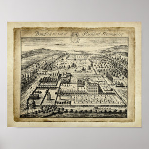 English Country House Architecture Drawing Print 8