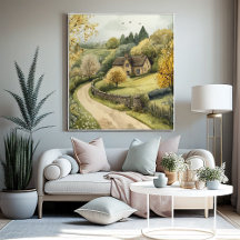English Country Lane Watercolor