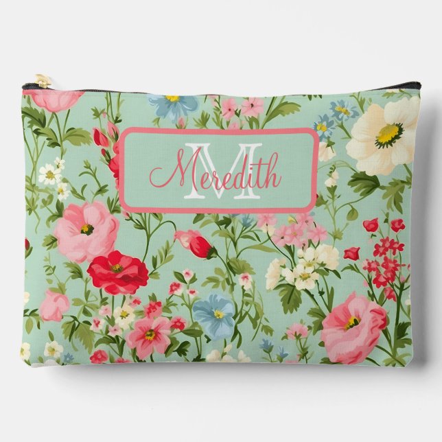 English Country Wildflowers Accessory Pouch (Front)