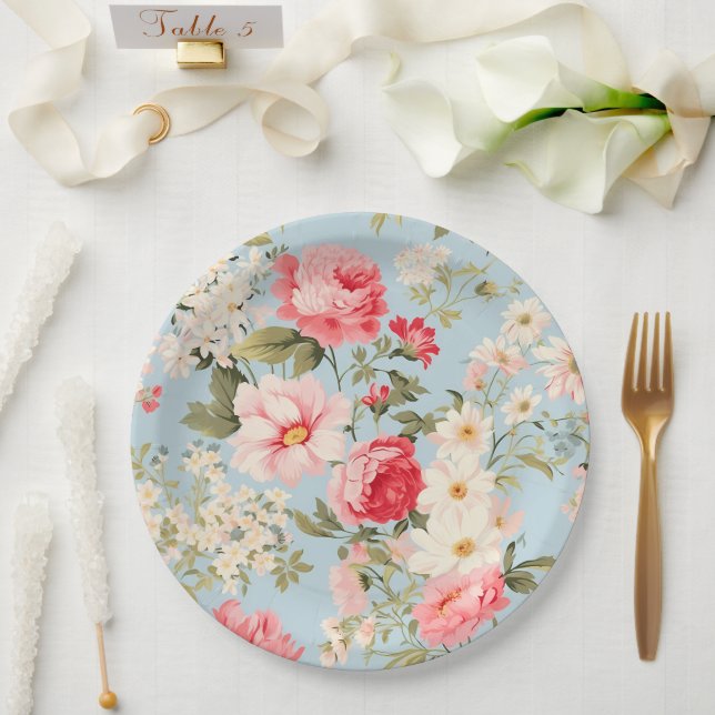 English Countryside Flower Garden Paper Plate (Wedding)