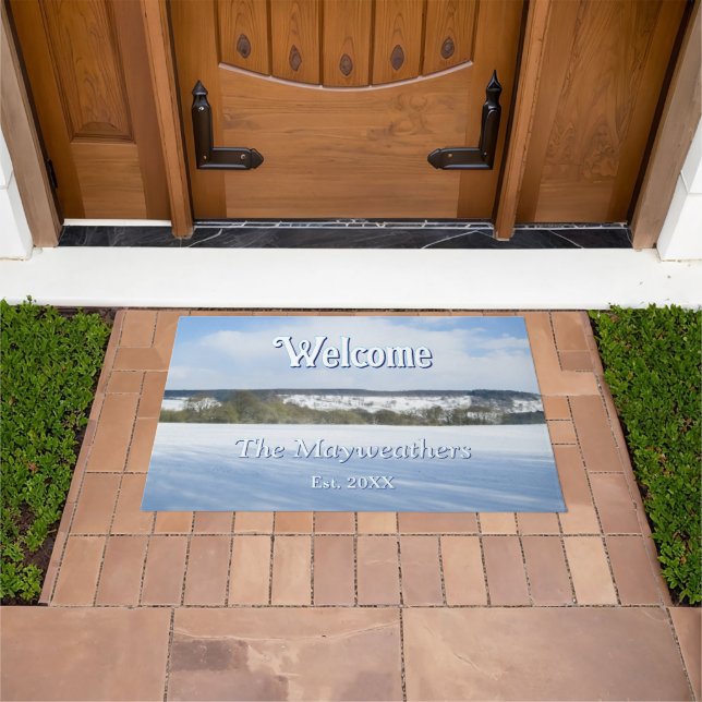 English Countryside in Winter - Personalised Doormat (Outdoor)