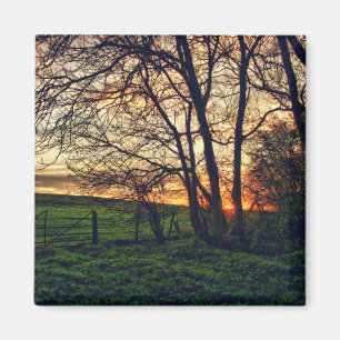 English Countryside Sunset HDR art fridge magnet