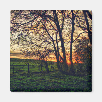 English Countryside Sunset HDR art fridge magnet