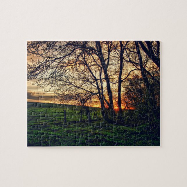 English Countryside Sunset HDR art Jigsaw Puzzle (Horizontal)
