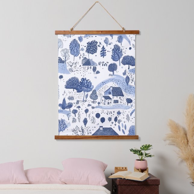English Countryside Toile Pattern Hanging Tapestry (Bedroom)