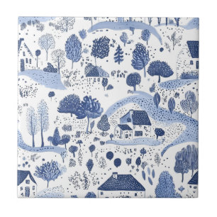 English Countryside Toile Pattern Tile