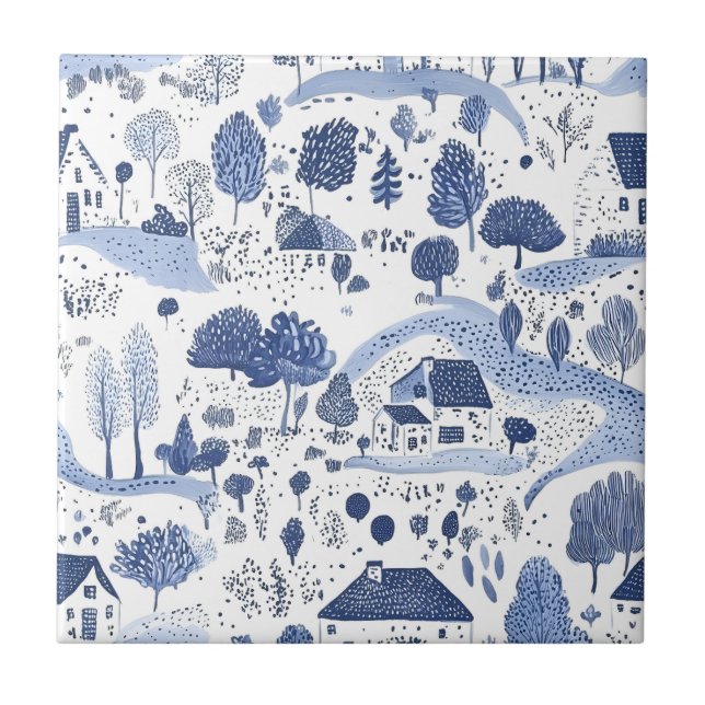 English Countryside Toile Pattern Tile (Front)