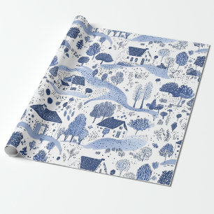 English Countryside Toile Pattern Wrapping Paper