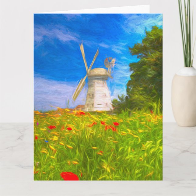 English Countryside Windmill Art  Card (Front)