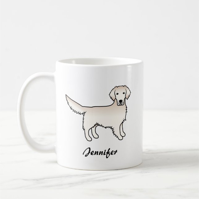 English Cream Golden Retriever Cartoon Dog & Name Coffee Mug (Left)