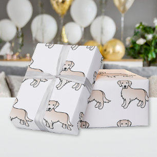 English Cream Golden Retriever Cartoon Dog Pattern Wrapping Paper