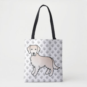 English Cream Golden Retriever Cartoon Dog & Paws Tote Bag