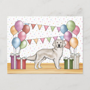 English Cream Golden Retriever Colourful Birthday Postcard