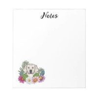 English Cream Golden Retriever Colourful Flowers