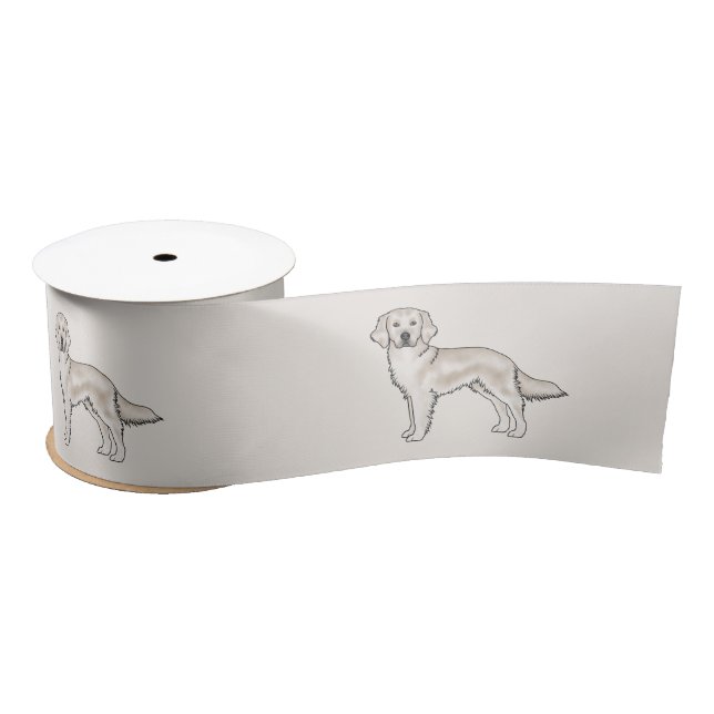 English Cream Golden Retriever Cute Cartoon Dog Satin Ribbon (Spool)
