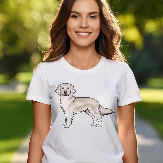 English Cream Golden Retriever Cute Cartoon Dog T-Shirt (Please note: This image is a digital mockup.)