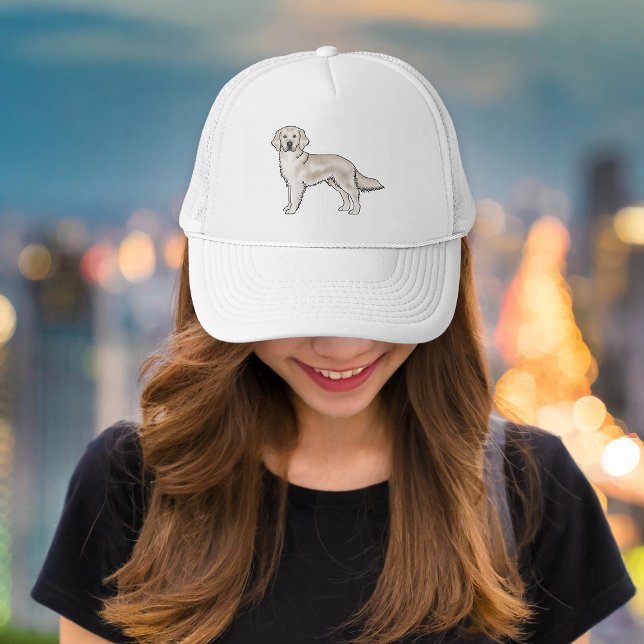 English Cream Golden Retriever Cute Cartoon Dog Trucker Hat (Creator Uploaded)