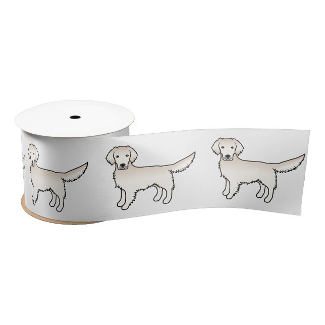 English Cream Golden Retriever Cute Cartoon Dogs Satin Ribbon (Spool)
