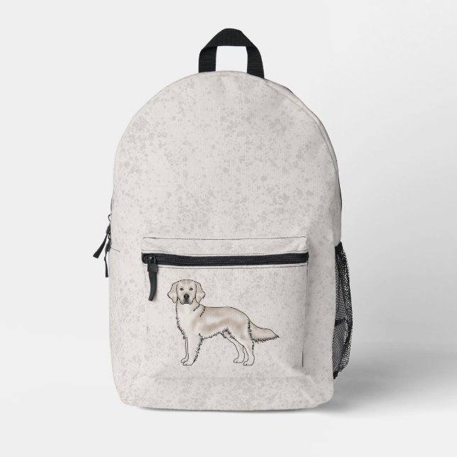 English Cream Golden Retriever Cute Dog Beige Printed Backpack (Front)