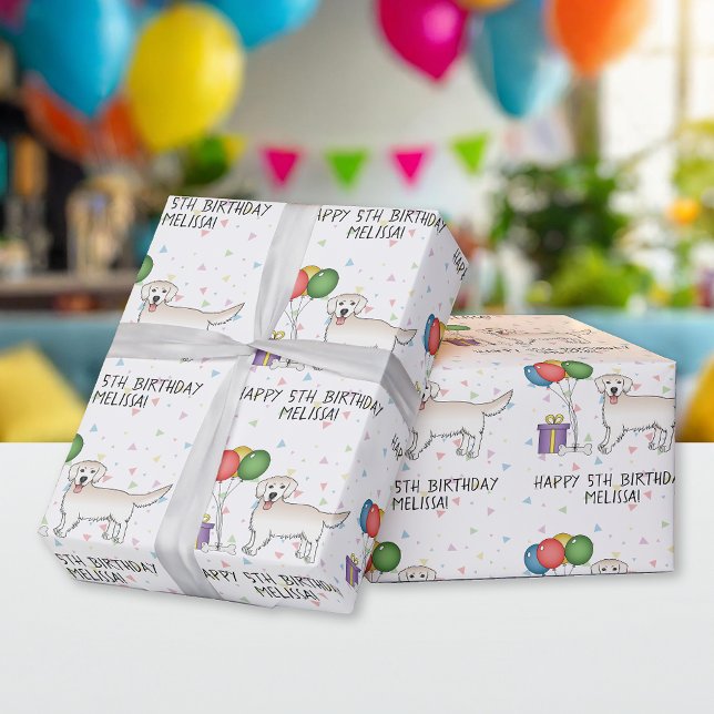 English Cream Golden Retriever Cute Dog - Birthday Wrapping Paper (Creator Uploaded)