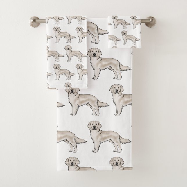 English Cream Golden Retriever Cute Dog Pattern Bath Towel Set (Insitu)