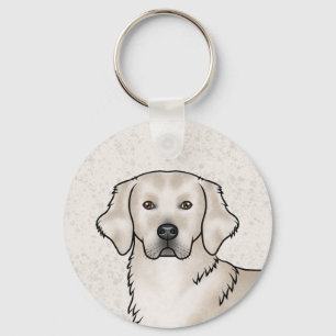 English Cream Golden Retriever Cute Dog Portrait Key Ring