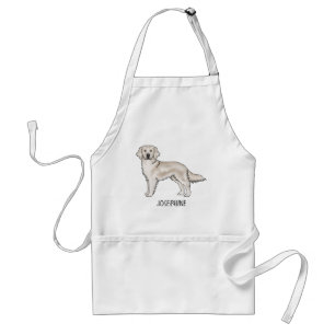 English Cream Golden Retriever Dog And Custom Name Standard Apron