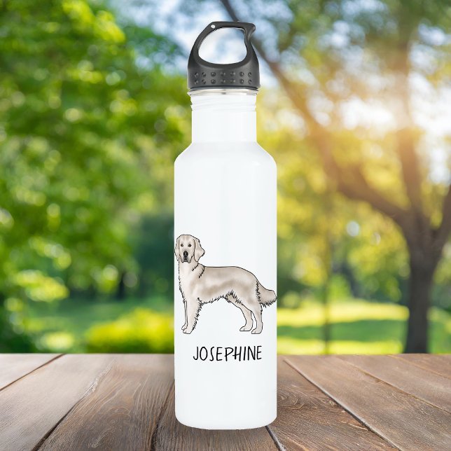 English Cream Golden Retriever Dog Custom Name 710 Ml Water Bottle (Creator Uploaded)