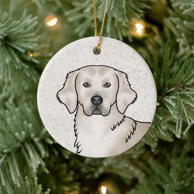 English Cream Golden Retriever Dog Custom Name Ceramic Tree Decoration (Tree)