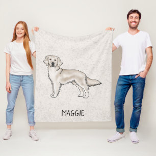 English Cream Golden Retriever Dog Custom Name Fleece Blanket