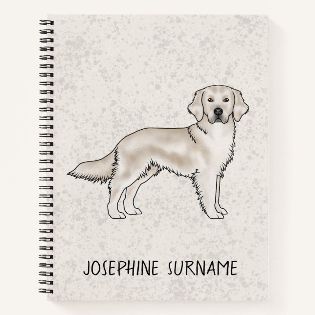 English Cream Golden Retriever Dog Custom Name Notebook (Front)