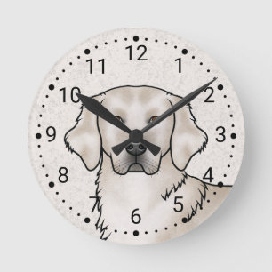 English Cream Golden Retriever Dog Head Portrait Round Clock