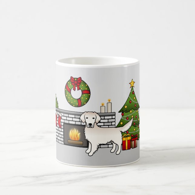 English Cream Golden Retriever In A Christmas Room Coffee Mug (Center)