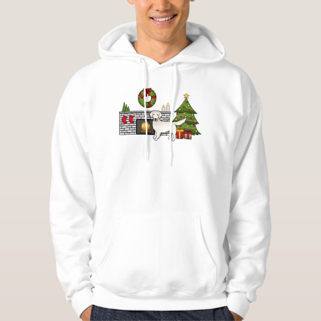 English Cream Golden Retriever In A Christmas Room Hoodie (Front)