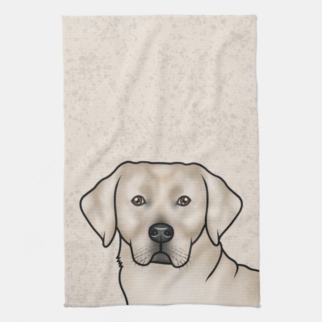 English Cream Labrador Retriever Cute Lab Dog Head Tea Towel (Vertical)