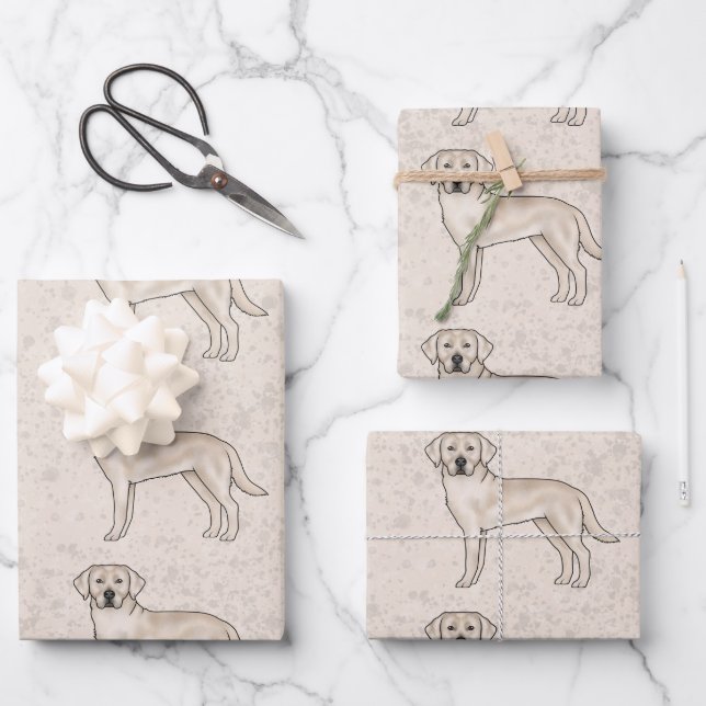 English Cream Labrador Retriever Lab Dog Pattern Wrapping Paper Sheet (Front)