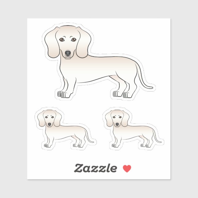 English Cream Smooth Coat Dachshund Cartoon Dogs (Sheet)