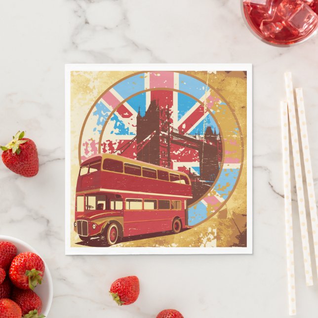 English Double Decker Bus Napkin (Insitu)