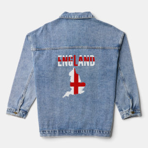 English  England Country Map Flag  Denim Jacket