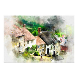 English,England,village,houses,countryside,cottage Photo Print