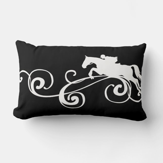 English Equestrian Flourish Lumbar Cushion (Front)