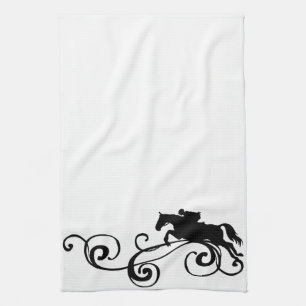 English Equestrian Flourish Tea Towel