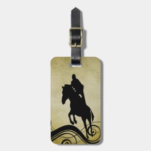 English Equestrian Vintage Style Horse Jumping Luggage Tag