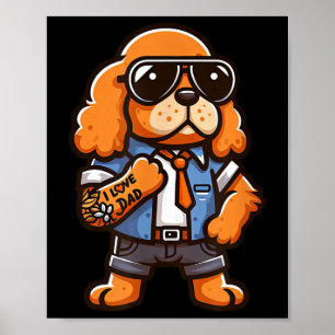English Er Spaniel I Love Dad Funny Dog Tattoo Poster