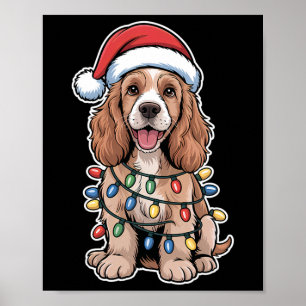 English Er Spaniel Wrapped In Christmas Lights Poster