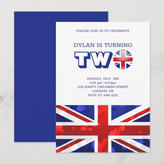 English Flag Birthday Invitation (Front/Back)