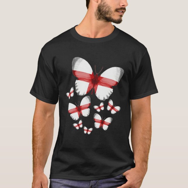 English Flag Butterfly Idea For Women & Flag Of En T-Shirt (Front)