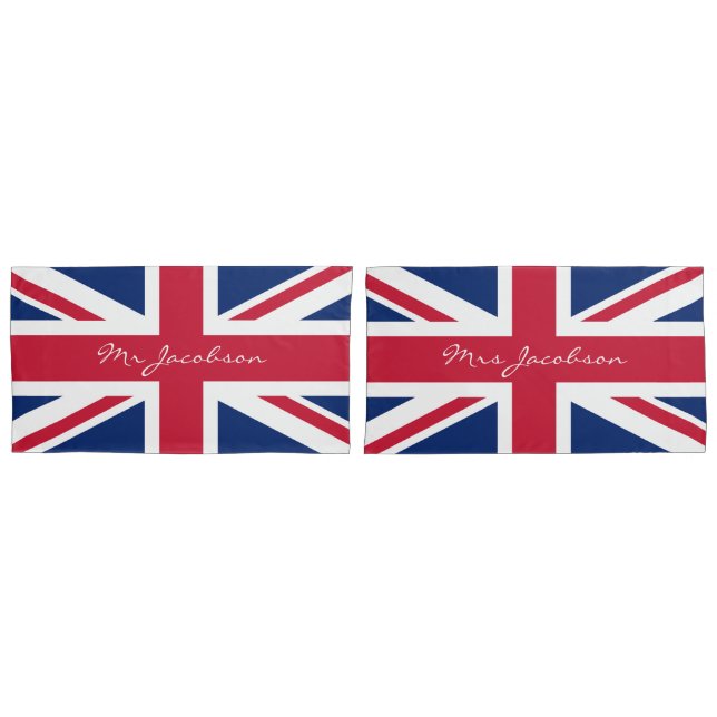 English Flag Custom Name Union Jack Patriotic Pillowcase (Front-Set)